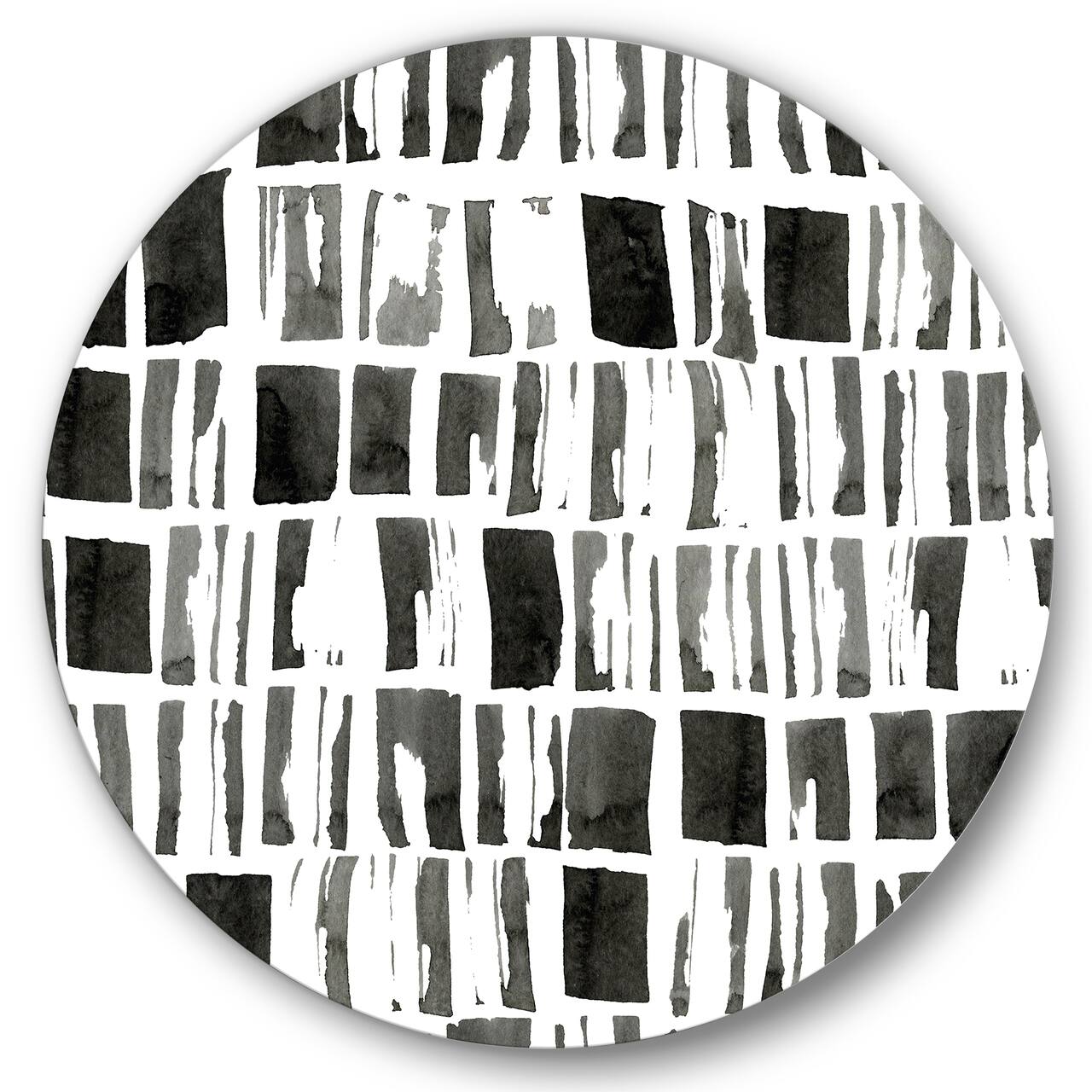Designart - Abstract Monochrome Bricks - Modern Metal Circle Wall Art